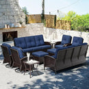 Joyside 10 Piece Patio Furniture Set, Outdoor Wicker Conversation Sets with Swivel Rocker Chairs and Sofa, Thick Cushion, Rattan Patio Sectional for Porch, Deck Use (Brown/Blue, 10 PCS) by GreenHaven Gardens