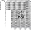 12 inch Fence Stakes Heavy Duty 50-Pack J Hook Rebar Ground Stakes Anchor Galvanized Tent Stakes for Outdoor Decorations Inflatables Metal Stakes for Wire Fencing by CozyNest Decor