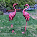 YOUKI Metal Yard Art Flamingo Decor Pink Flamingos for Yard Garden Statues Red Flamingo Yard Art Outdoor Sculptures for Outside Home Patio Lawn Ornaments Backyard Decor, Set of 2 by CozyNest Decor