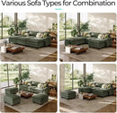 LINSY HOME Sectional Sleeper Sofa - 123'' Modular Cloud Couch Oversized Corduroy Sofa Bed with Movable Ottoman Soft Modern Comfy Couch for Living Room Apartment Office, Green by CozyNest Decor
