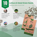 Organo Republic 10 Lettuce & Salad Greens Seeds Variety Pack 13000+ Non-GMO Heirloom Lettuce Seeds for Planting Indoors & Outdoors Garden, Hydroponics - Arugula, Radicchio, Kale, Spinach, Swiss Chard by GreenHaven Gardens