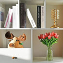 Mandy's Artificial Tulips 20 Stems Coral PU Faux Flowers for Wedding Home Decor 13.5 Inch by CozyNest Decor