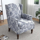 Lumibee Wingback Accent Chair,High Back Floral Armchairs in Fabric,Comfy Upholstered Reading Single Sofa Chair with Solid Wood Legs for Living Room,Bedroom,Office-Navy by CozyNest Decor