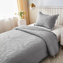 MarCielo 3-Piece 100% Cotton Oversized Bedspread Lightweight Quilt Coverlet Embroidery Farmhouse Bedding Set T0 (Light Grey, Twin (68"x86")) by CozyNest Decor