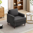 Mid-Century Accent Chair,Modern Linen Fabric Armchair for Living Room,Comfy Upholstered Reading Accent Chairs for Bedroom,Single Sofa Chair with Wood Legs (Dark Grey, 1 Pack) by CozyNest Decor