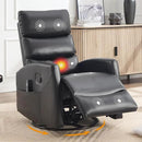 Manual Swivel Rocker Recliner Chair for Adults, Overstuffed Reclining Glider Chair for Nursing with Vibration Massage & Heat, Living Room Rocking Recliner 3-Stage backrest, Faux Leather Black by CozyNest Decor