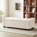 48" Ottoman with Storage, Storage Ottoman Bench with Safety Hinge, Upholstered Entryway Bench with Seating for Bedroom, Living Room, Holds up to 330 lb, Beige by CozyNest Decor