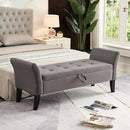 Furniliving 51” Bedroom Bench, End of Bed Bench with Button-Tufted Large Upholstered Storage Bench Ottoman Velvet Window Bench with Storage Shoe Cabinet Bench, for Bedroom, Entryway, Closet, Grey by CozyNest Decor