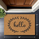 Barnyard Designs Natural Coco Coir Heavy Duty Backing Doormat - Large Cute Non-Slip Front Door Welcome Mat for Outside Entrance or Porch Entry, Brown (24x36, Hello) by CozyNest Decor