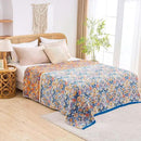 Boho Throw Blanket for Bed, 100% Cotton Soft Rustic Quilt Fall Blanket, 80"x90" Floral Printed Farmhouse Decor Bed Blankets, All Season Rustic Reversible Bohemian Throw Quilt by CozyNest Decor