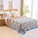 Boho Throw Blanket for Bed, 100% Cotton Soft Rustic Quilt Fall Blanket, 90"x98" Floral Printed Farmhouse Decor Bed Blankets, All Season Rustic Reversible Bohemian Throw Quilt by CozyNest Decor