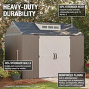 Rubbermaid Extra Large Resin Outdoor Storage Shed With Floor (7 x 10.5 Ft.) Weather Resistant Brown Organization for Home/Lawn Mower/Backyard Equipment/Bike Storage/Pool Supplies by GreenHaven Gardens