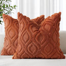 decorUhome Fall Throw Pillow Covers 20x20 Inch Set of 2, Soft Plush Decorative Faux Fur Rust Solid Couch Pillow Covers, Accent Farmhouse Neutral Square Euro Pillow Cases for Sofa Bed Living Room by CozyNest Decor
