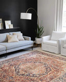 Loloi Layla Collection LAY-08 Red/Navy 5'-0" x 7'-6" .13" Thick Area Rug, Soft, Durable, Vintage Inspired, Distressed, Low Pile, Non-Shedding, Easy Clean, Printed, Living Room Rug by CozyNest Decor