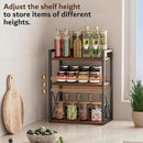3-Tier Kitchen Spice Rack Organizer for Countertop, Coffee Counter Shelf, Mug Shelf, Bathroom Counter Organizer, Makeup Organizer, Rustic Brown and Black by CozyNest Decor