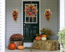 22 Inch Fall Chrysanthemum Wreath Harvest Floral Wreath with Apples Pinecones Berries and Eucalyptus Maple Leaves for Fall Thanksgiving Halloween Mantel Table Outdoor Front Door Wall Window by CozyNest Decor