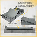 Gray Low Profile Under Bed Storage Containers 5 inches high, 33.8"x 17.7"x 5.1", Sturdy Underbed Shoe Storage Organizer, Foldable Fabric Under the Bed Storage Bins - Pack of 2 by CozyNest Decor