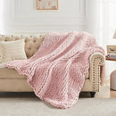Carriediosa Chunky Knit Throw Blanket 60" X 80" Twin, 100% Hand Made Large Chenille Loop Yarn Soft Fluffy Throws for Couch Sofa Bed, Big Crochet Cozy Heavy Thick Cable Woven Blankets, Dusty Pink by CozyNest Decor