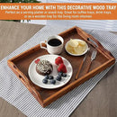 Nature Walnut Wooden Serving Tray with Handles, Solid Wood Food Tray for Coffee, Breakfast, Dinner, Ottoman,16.6x11.8x2.4 inches by CozyNest Decor
