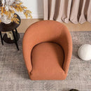 KINWELL 32" Wide Swivel Boucle Accent Chair Armchair, No Assembly Mid-Century Modern Round Upholstered Barrel Chair for Living Room, Bedroom, Office (Caramel) by CozyNest Decor