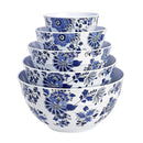 Amazon Basics Nesting Melamine Mixing Round Bowl with Lid and Non-Slip Base, 5 Sizes, Blue and White Floral, Set of 10, 4 quarts, 3 15/16",7 9/16",8 7/8",10",11 1/4" by CozyNest Decor