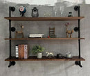 Industrial Pipe Wall Shelves Pipe Shelving with Real Wood Plank ,48 Inches Floating Shelves for Wall Farmhouse Pipe Book Shelves Dark Brown 3 Tier for Kitchen,Living Room Decor and Bar Shelving by CozyNest Decor