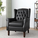 High Back Accent Chair,Upholstered Faux Leather Wingback Armchair with Solid Wood Legs for Small Spaces,Comfy Single Sofa Chair for Living Room,Bedroom,Office-Black by CozyNest Decor