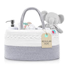 Rope Diaper Caddy - Storage for Baby and Toddler Items - Portable Cotton Organizer Easily Holds Diapers, Wipes, Clothing - Useful for Nursery, Bedroom (Gray, Regular) by TinyTreasures Baby Boutique