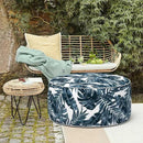 LVTXIII Outdoor/Indoor Inflatable Ottoman, 31"x31"x14" Patio Footrest Stool, Portable Round Pouf Ottoman for Patio Garden, Camping or Home Decoration, Palm Blue by CozyNest Decor