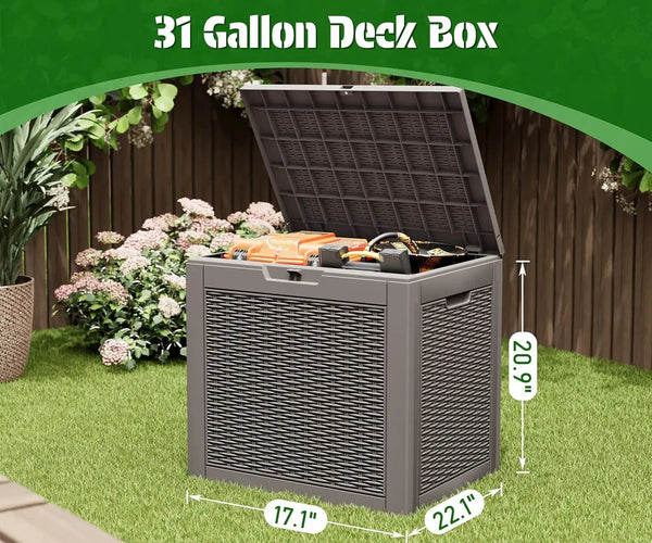 KAMABOKO 31 Gallon Outdoor Storage Box 2 Pack All-Weather Deck Box for Patio Furniture, Package Deliveries, Garden Tools, Pool Supplies & Cushions, Grey, photo 2 of 6