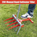 2-in-1 Broad Fork Garden Tool, Manual Hand Cultivator & Tiller, Heavy Duty Twist Tiller with 5+4 Steel Tines, Pitchfork for Soil Loosening, Digging, and Lawn Aeration by GreenHaven Gardens