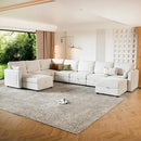 mestyl Modular Sectional Sofa Convertible Sofa Couch Set with Storage for Living Room, Modern 7 Seater Modular Sectional Couch with 2 Movable Ottoman (Beige) by CozyNest Decor