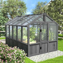 6x10 FT Greenhouse Kit for Outdoor, Thickened Polycarbonate Panel Wooden Walk-in Green House with Lockable Door and Adjustable Roof Vent, Backyard Garden, Black by GreenHaven Gardens