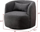 KINWELL 34" Wide Boucle Swivel Barrel Chairs Set of 2, No Assembly Round Upholstered Armchairs Accent Chairs Single Sofa Chair with Toss Pillow for Living Room and Bedroom, Dark Grey by CozyNest Decor