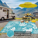 Pauwer Waterproof Outdoor Rug 6x9, Reversible Plastic Straw Patio Camping Rug, Indoor Outdoor RV Mat Carpet for Deck, Camper, Porch, Balcony, Backyard, Picnic, Floral Teal by GreenHaven Gardens