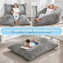 Hobestluk 3 in 1 Bean Bag Chair Giant Bean Bag Chairs for Adults with Plaid Cover Convertible Bean Bag Floor Cushion with Machine Washable Cover for Living Room (Plaid Grey) by CozyNest Decor