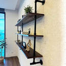 ROGMARS Industrial Pipe Wall Shelves Pipe Shelving with Real Wood Plank,70 Inches Floating Shelves for Wall Farmhouse Pipe Book Shelves Dark Brown 3Tier for Kitchen,Living Room Decor and Bar Shelving by CozyNest Decor