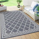 GAOMON Reversible Outdoor Rug 9'x18' Waterproof Plastic Straw Rug, Patio Rug, Large Modern Area Rug Carpet, Indoor Outdoor Rugs for Camping, Porch, Deck, Balcony, Backyard, Grey/White(Geometric) by CozyNest Decor