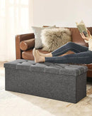 SONGMICS Mazie Collection - 43 Inches Ottoman Storage Bench, 35 Gal. Folding Chest with Breathable Linen-Look Fabric, Load up to 660 lb, for Entryway, Living Room, Bedroom, Dark Gray ULSF077G04 by CozyNest Decor