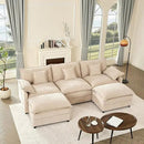 108" U Shaped Couch, Modular Sectional Sofa, 3-Seater Comfy Cloud Couch with Movable Ottoman, Deep Seat Couches for Living Room, Chenille, Flat White by CozyNest Decor