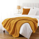Battilo Chunky Knit Throw Blanket, Soft and Thick Chenille Throw Blanket, 50"x60" Handmade Cable Knit Crochet Blanket, Large Rope Knot Throw Blankets for Couch Sofa Bed Home Decor, Mustard by CozyNest Decor