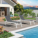 PURPLE LEAF Outdoor Chaise Lounge Set Adjustable Sunbathing Recliner with Side Table for Poolside Beach Outside Patio Aluminum Chaise Lounger Grey by GreenHaven Gardens