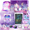 Unicorns Gifts for Girls Kids Toys 3 4 5 6 7 8 9 10 Years Old with LCD Writing Tablet/Glowing Blanket/Unicorn Bracelet/Eye Mask/Crossbody Bag/ 12PCS Purple Teen Girl Birthday Christmas Unicorn Toy by TinyTreasures Baby Boutique