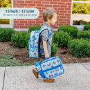 Wildkin ECO rPET 15-inch Kids Backpack – Sustainable, Padded, Adjustable – Trains, Planes & Trucks by TinyTreasures Baby Boutique