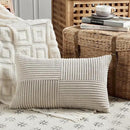 Fancy Homi 2 Packs Neutral Taupe Lumbar Decorative Throw Pillow Covers 12x20 Inch for Living Room Couch Bed Sofa, Farmhouse Home Decor, Soft Striped Corduroy Rectangle Accent Cushion Case 30x50 cm by CozyNest Decor