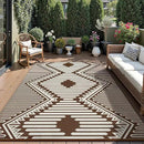 MontVoo Outdoor Rug-Waterproof Camping Rug Patio Rug Mat 6x9 Reversible Plastic Straw Outside Outdoor Rug for RV Camping Picnic Balcony Backyard Pool Deck Porch Modern Boho Beige Brown by GreenHaven Gardens