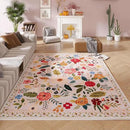 Living Room Rug 5x7 Rug Machine Washable Boho Area Rug Non Slip Floral Vintage Low Pile Large Rugs for Living Room, Bedroom, Farmhouse, Dining Room, Kids Playroom(Beige) by CozyNest Decor