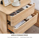 Nightstand with Charging Station, 22" Push-to-Open Bedside Table with 2 Storage Drawers, Large Modern End Table for Bedroom,Living Room,Natural Oak by CozyNest Decor