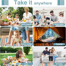 Waterproof Picnic Blanket 80" x 80" in Portable with Carry Strap for Beach Mat or Family Outdoor Camping Party, Park Blanket for Grass Park, Hiking, Travel, Concerts (Crystal Blue & Orange, 80" x 80") by TinyTreasures Baby Boutique