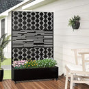 Casaphoria Metal Raised Garden Bed with Trellis and Wheels, 72"x47"x16" Planter Box for Climbing Plants, Vegetables & Vines, Features Drainage Holes and Privacy Screen, Black(Parallel&Louvered) by GreenHaven Gardens